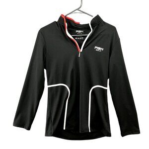 PGM Golf 1/4 Zip Active Shirt Top Womens Large L Black Athletic Long Sleeve
